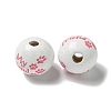 Printed Wood European Beads WOOD-G022-20C-2