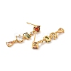 Colorful Cubic Zirconia Chain Dangle Stud Earrings EJEW-G297-10G-2