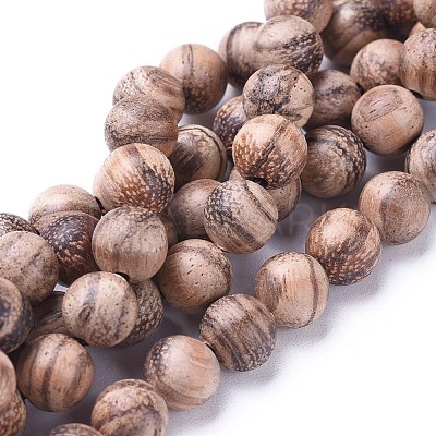 Natural Wood Beads Strands WOOD-F008-06-A-1