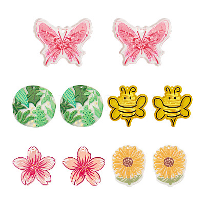 10Pcs 5 Style Transparent Acrylic Pendants TACR-TA0001-32-1