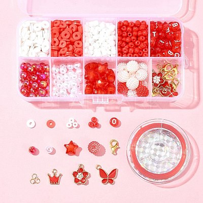 DIY Round Acrylic & Glass Beads Bracelets Jewelry Kits DIY-FS0006-29D-1
