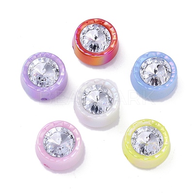 UV Plating Iridescent Acrylic with Rhinestone Beads OACR-B021-07-1