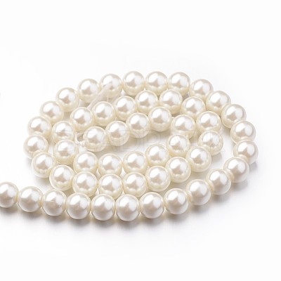 Eco-Friendly Dyed Glass Pearl Round Bead Strands X-HY-A008-8mm-RB011-1