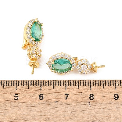 Brass Cubic Zirconia Oval Fold Ovel Clasps KK-H524-12G-1