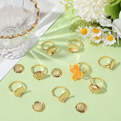 Brass Adjustable Ring Findings KK-BBC0018-54C-1