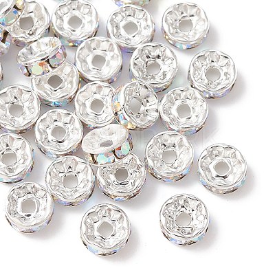 Brass Rhinestone Spacer Beads RB-YW0001-04D-02S-1