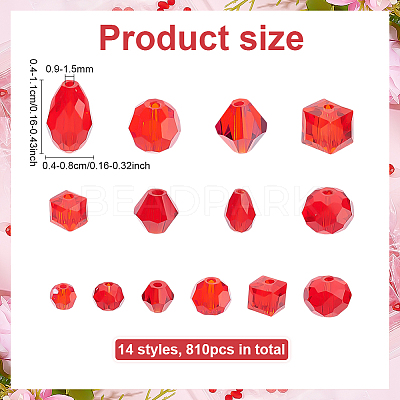 810Pcs 14 Styles Faceted Glass Beads GLAA-ME0001-09-1