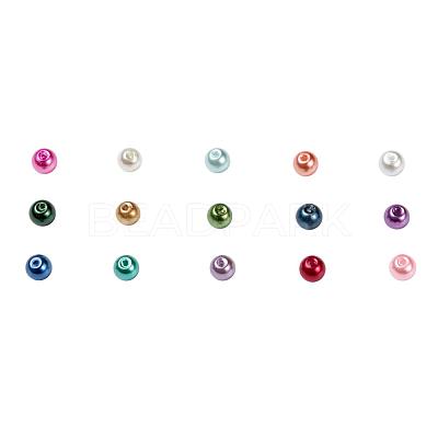 15 Colors Glass Pearl Beads HY-X0010-6mm-01-1