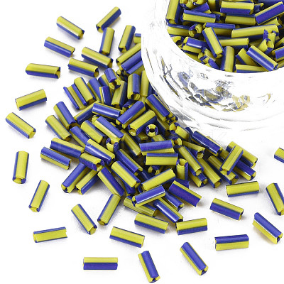 Opaque Colours Two Tone Seed Glass Bugle Beads SEED-T006-02B-03-1