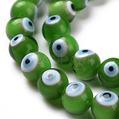 Handmade Evil Eye Lampwork Round Bead Strands LAMP-L055-8mm-24-1