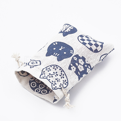 Kitten Polycotton(Polyester Cotton) Packing Pouches Drawstring Bags ABAG-T006-A19-1
