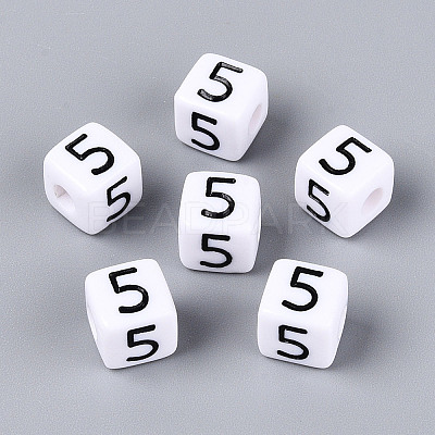 Opaque Acrylic European Large Hole Beads SACR-N020-01B-06-1