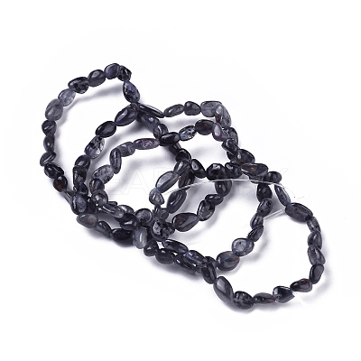 Natural Iolite/Cordierite/Dichroite Bead Stretch Bracelets BJEW-K213-41-1