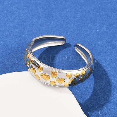 304 Stainless Steel Double Color Cuff Rings RJEW-S635-01GP-08-1