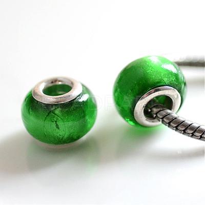 Handmade Silver Foil Glass European Beads LPDL-R008-07-1