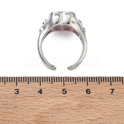 Brass Pave Cubic Zirconia Cuff Open Rings for Women RJEW-L343-08P-02-1
