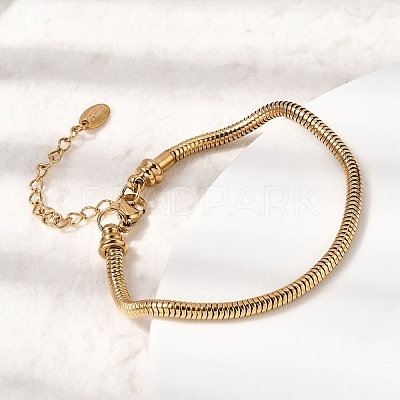 304 Stainless Steel Snake Chains Bracelets for Women BJEW-A158-02E-G-1