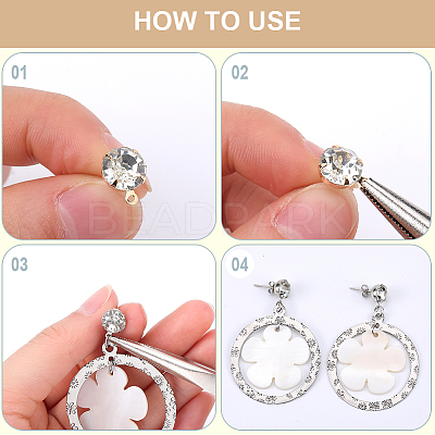 160Pcs 8 Style Alloy Crystal Rhinestone Stud Earring Finding ALRI-SP0001-02-1