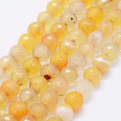 Faceted Natural Agate Beads Strands G-F561-6mm-D06-1