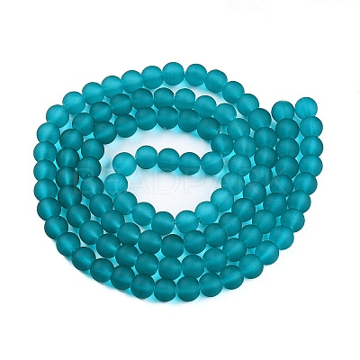 Frosted Transparent Glass Beads Strands GLAA-S031-8mm-37-01-1