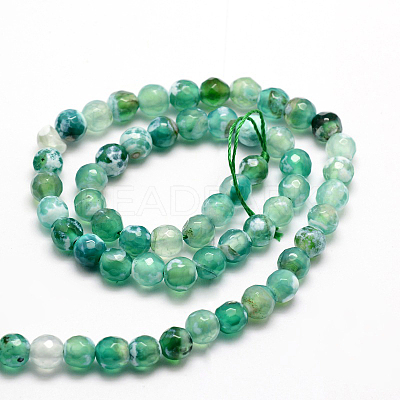 Faceted Natural Agate Round Beads Strands G-E319C-6mm-05-1