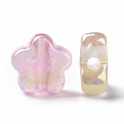 UV Plating Rainbow Iridescent Luminous Acrylic Beads OACR-E010-12-1