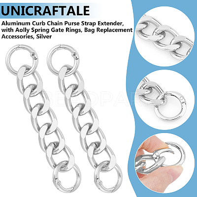2Pcs Aluminum Curb Chain Purse Strap Extender FIND-UN0003-04A-S-1