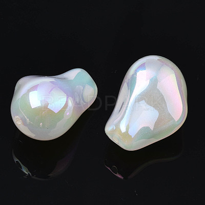 Rainbow Iridescent Plating Acrylic Beads PACR-S221-007-1
