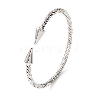 304 Stainless Steel Double Terminal Cone Open Cuff Bangles for Women SA-CBA2192-03P-1