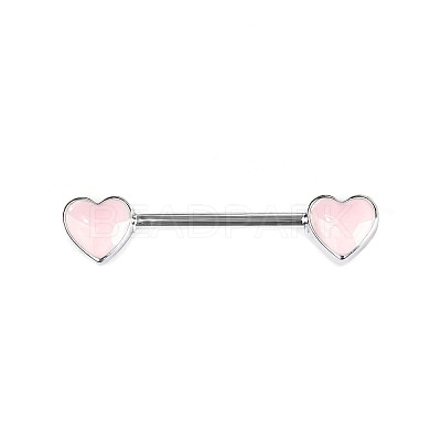 Brass Enamel Pink Heart Barbell Nipple Rings FS-WGE2017-03-1