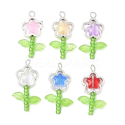 Acrylic Flower-shaped Pendants PALLOY-JF03867-02-S-1