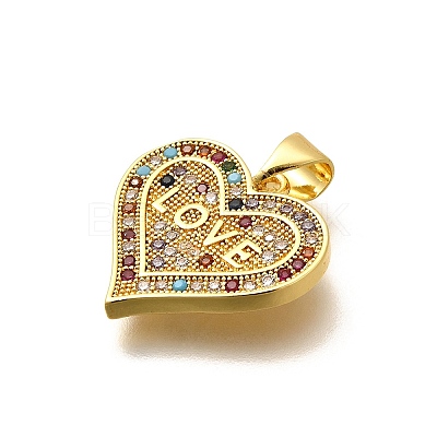 Rack Plating Brass Micro Pave Cubic Zirconia Pendants KK-L226-001G-09-1