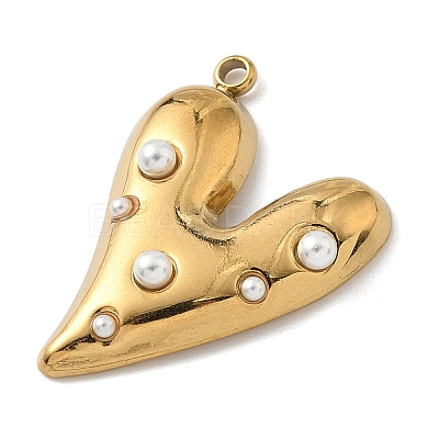 304 Stainless Steel Plastic Pearl Pendants STAS-K308-04G-1