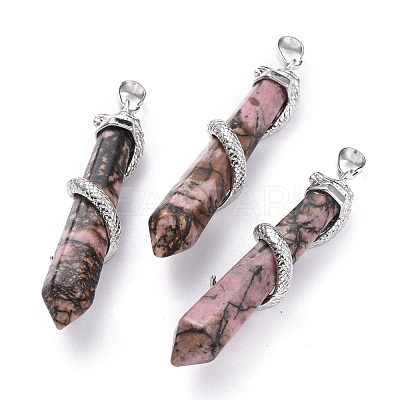 Natural Rhodonite Big Pointed Pendants G-F696-B04-1