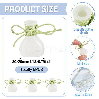 5Pcs Miniature Glass Vase Bottles with Polyester Cord AJEW-TAC00055-1