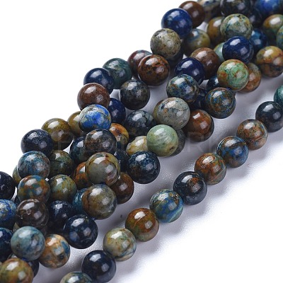 Natural Chrysocolla Beads Strands G-L505-24-6mm-1