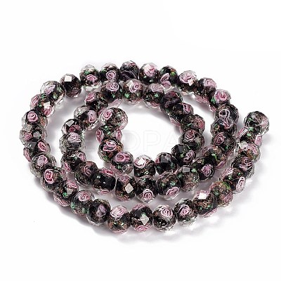 Handmade Gold Sand Lampwork Beads Strands LAMP-R141-10mm-03-1