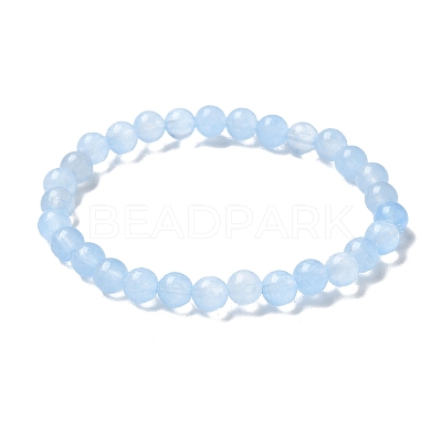 Natural & Dyed White Jade Bead Stretch Bracelets X-BJEW-K212-A-018-1