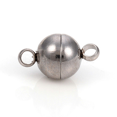 Tarnish Resistant 201 Stainless Steel Magnetic Clasps with Loops STAS-L244-10A-P-1
