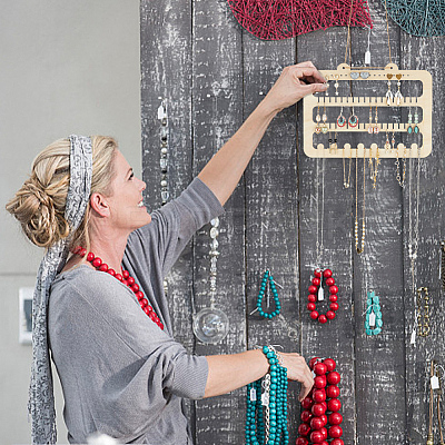 4-Tier Wooden Wall Mounted Earring Display Rack EDIS-WH0030-25-1