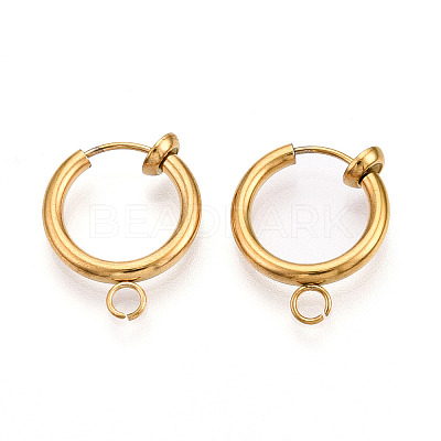 PVD Vacuum Plating 316 Surgical Stainless Steel Clip-on Hoop Earrings STAS-S101-13mm-01G-1