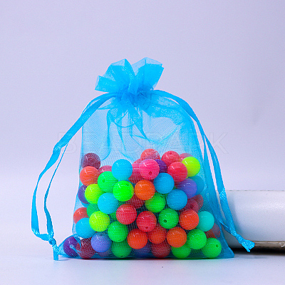 Rectangle Organza Drawstring Bags CON-PW0001-054D-09-1