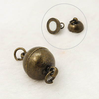 Brass Magnetic Clasps with Loops KK-MC021-AB-NF-1
