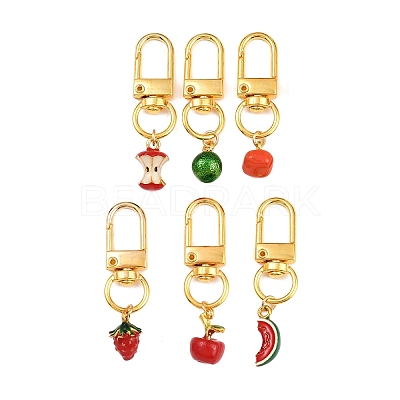 6Pcs Alloy Enamel Fruits Pendant Decorations HJEW-JM04032-1
