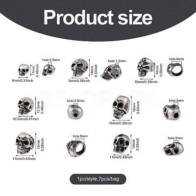 7Pcs 7 Style 304 Stainless Steel Beads FIND-PJ0001-15-1