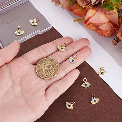 8Pcs Brass Micro Pave Cubic Zirconia Charms ZIRC-BBC0023-63-1