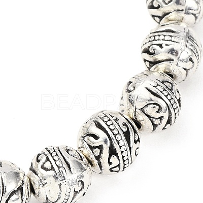 Alloy Round Beaded Stretch Bracelets for Women BJEW-JB12569-01-1