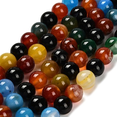 Dyed Natural Agate Beads Strands G-G203-10G-10mm-1