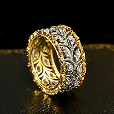 Brass Micro Pave Clear Cubic Zirconia Finger Rings FS-WG88BF1-02-1