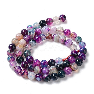 Natural Striped Agate/Banded Agate Bead Strands G-K155-A-6mm-10-1